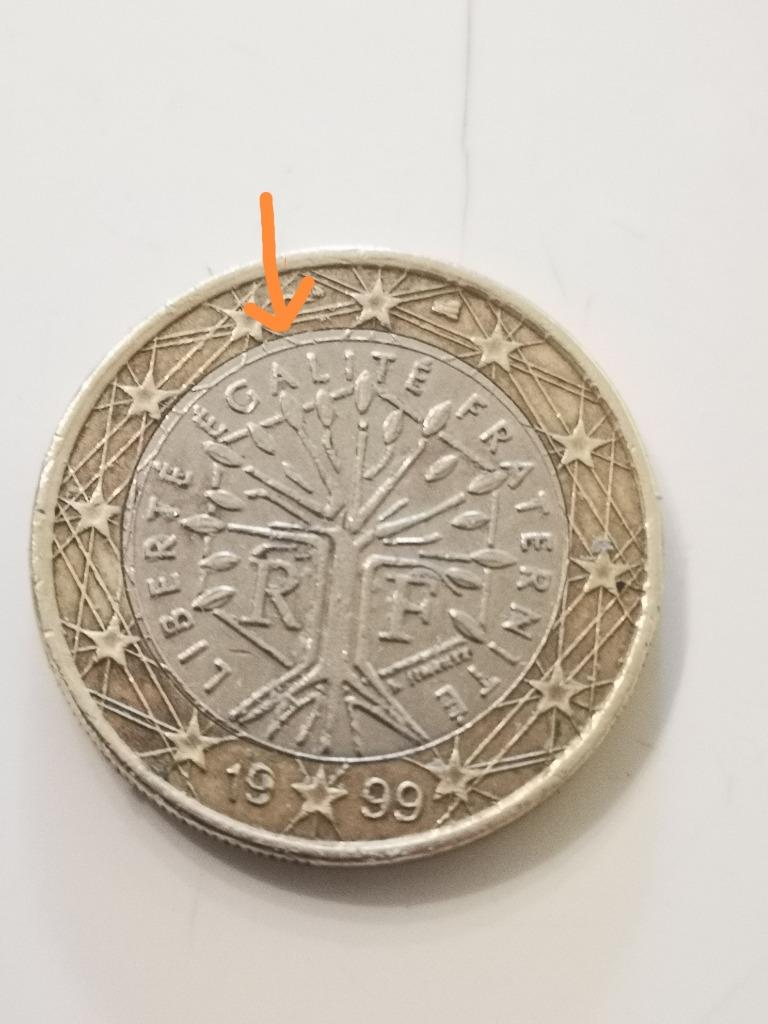 1euromunt Frankrijk 1999 met fout, Ophalen of Verzenden, Frankrijk