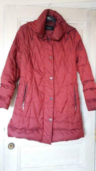 un jour ailleurs – manteau bordeaux – taille 2 (38/40), Porté, Taille 38/40 (M), Rouge