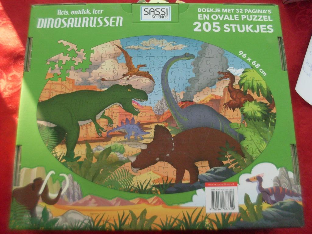 Ovale puzzel - dino's - 205 stukjes, Ophalen of Verzenden, Meer dan 50 stukjes, Zo goed als nieuw