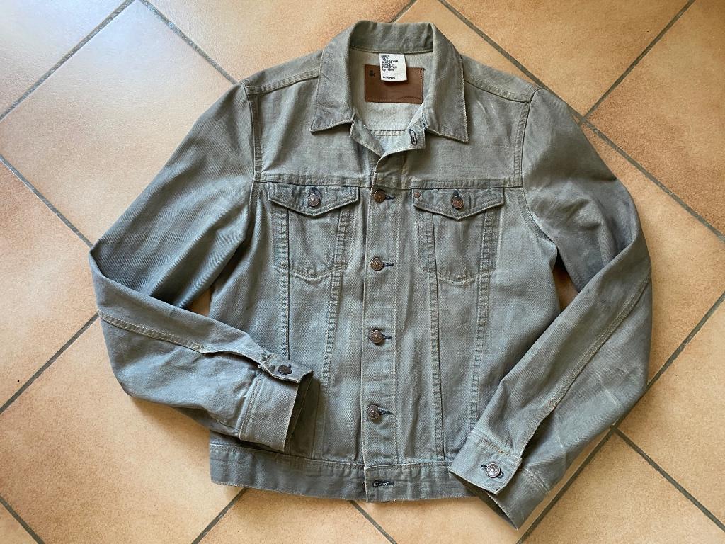 H&M jeansvest & Denim S grijs katoen iets, Kleding | Heren, Truien en Vesten, Verzenden, Gedragen, Maat 46 (S) of kleiner, Grijs