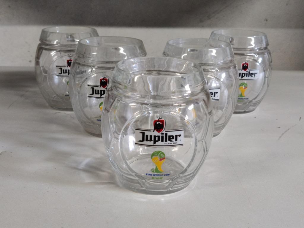 Lot van 5 bierglazen Jupiler 50cl - Fifa World Cup Brasil  N, Collections, Marques de bière, Enlèvement ou Envoi, Neuf, Jupiler