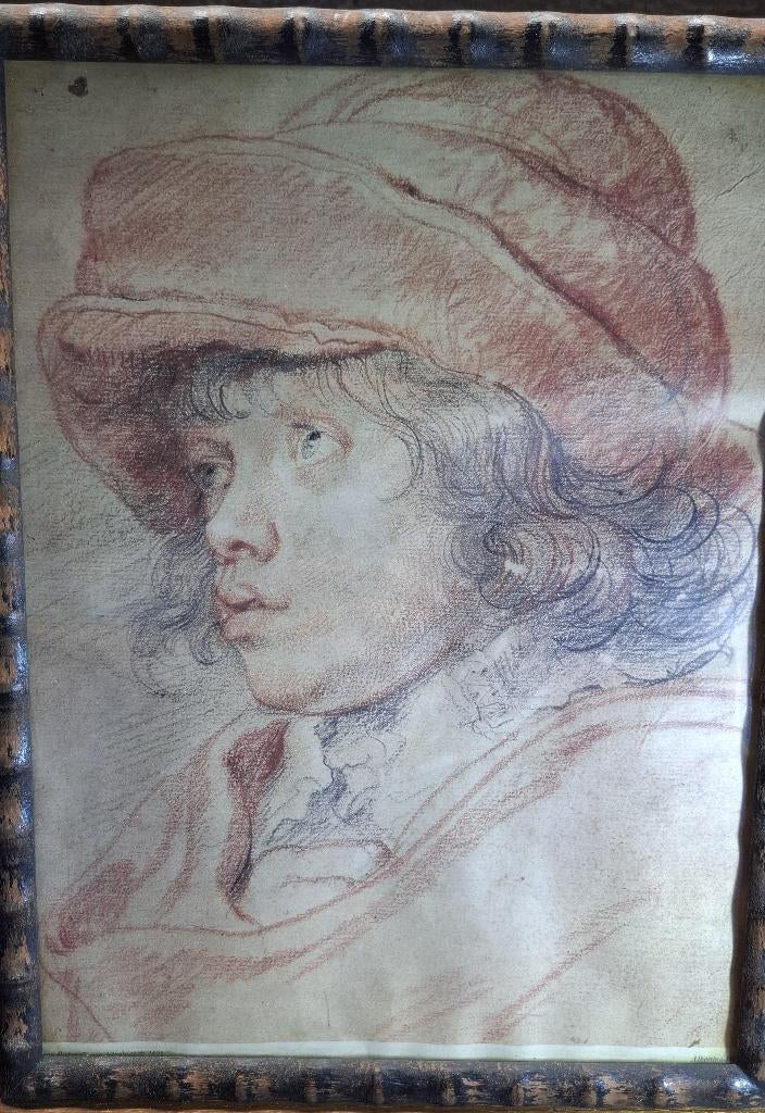 Afbeelding van een Oude krijttekening, Antiek en Kunst, Ophalen