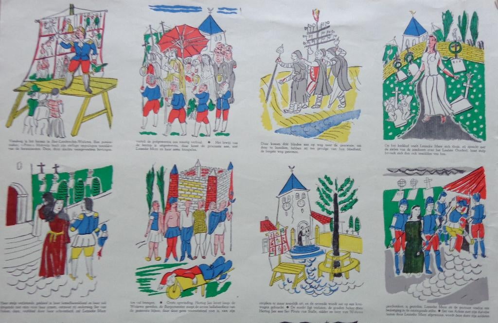 EDGARD TYTGAT / LEGENDE LENNEKE / KLEURHOUTSNEDE / 65x50cm, Enlèvement ou Envoi