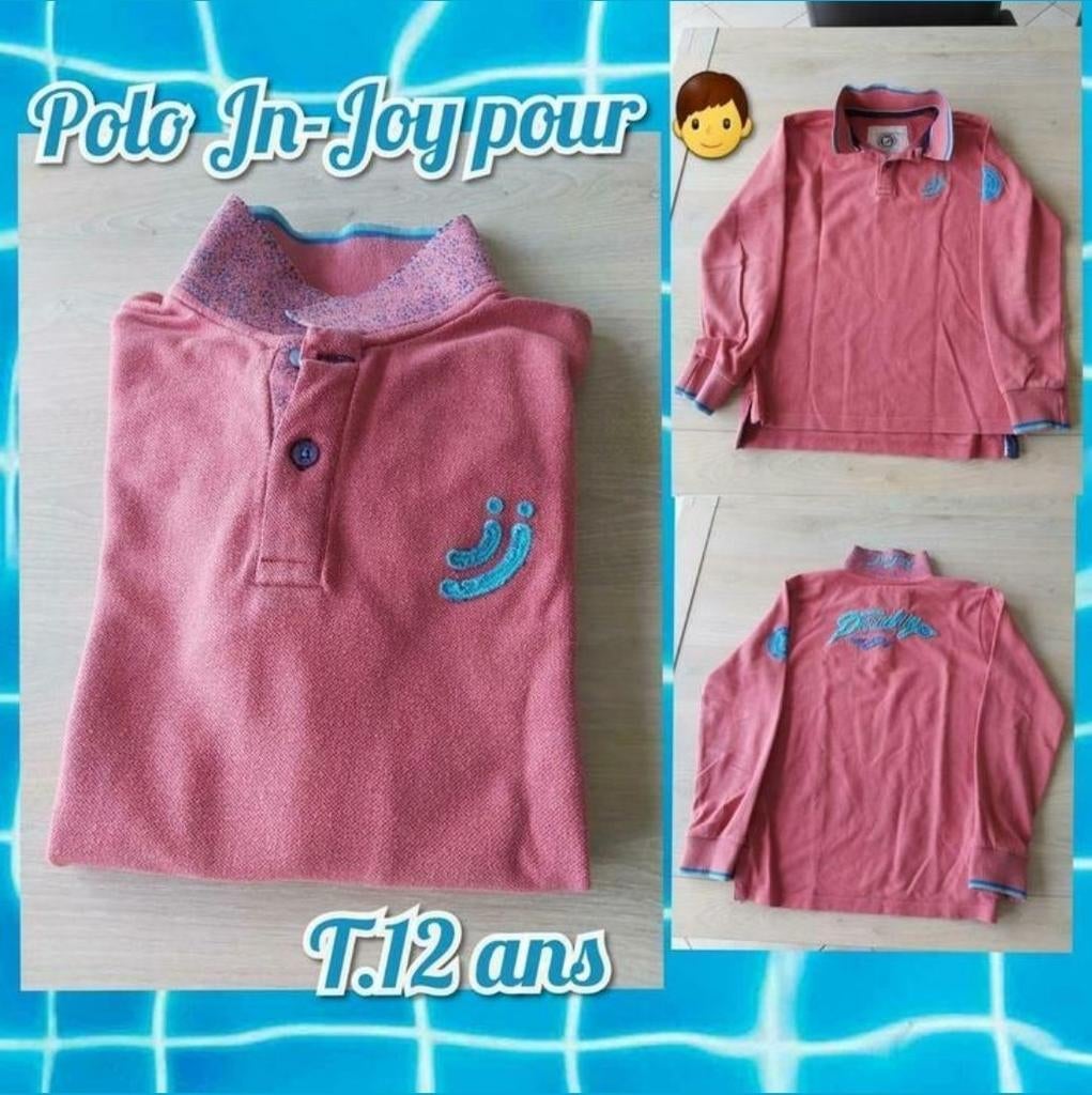 Polo ML pour garçon -Saumon-Jn&Joy-T.12 ans, Enfants & Bébés, Garçon, Enlèvement ou Envoi, Pull ou Veste, Utilisé