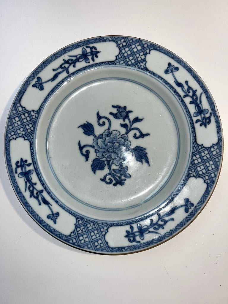 Antique 18th C. YONGZHENG Chinese blue white porcelain plate, Ophalen of Verzenden