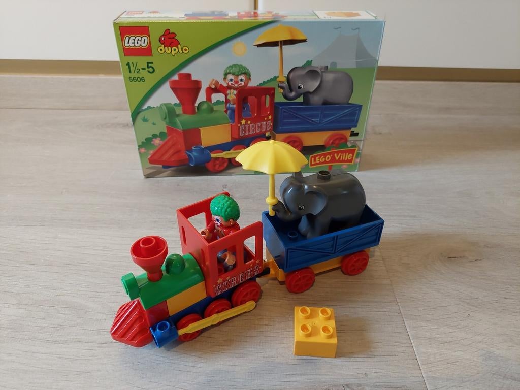 Lego Duplo circustrein met olifant 5606, Ophalen of Verzenden, Zo goed als nieuw, Complete set, Duplo