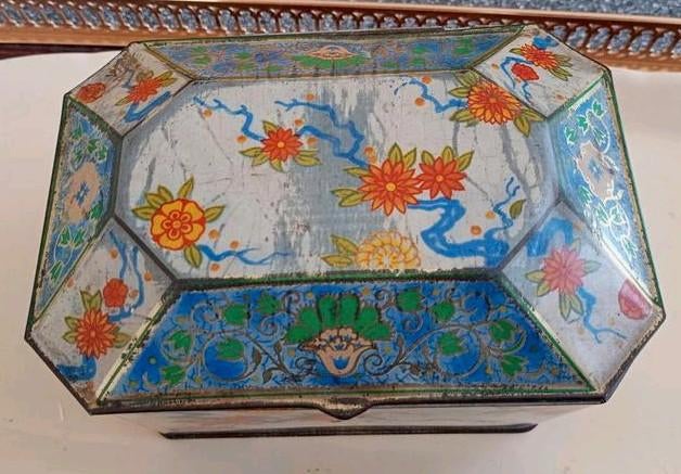 🪻top Boîte métal Rétro vintage déco fleurs chine Japon, Enlèvement