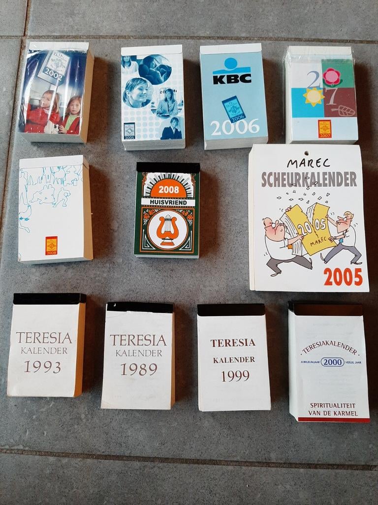 11 verschillende scheurkalenders Druivelaar, marec e.a, Verzamelen, Overige Verzamelen, Nieuw, Ophalen of Verzenden