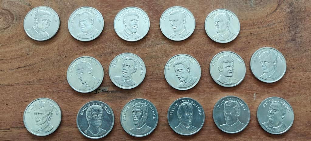 BP coins munten moneda belgische sporters 16 stuks, Ophalen of Verzenden