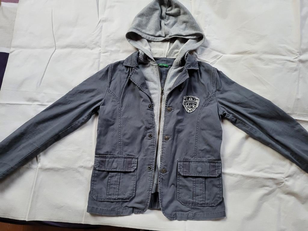Grijze jas T152 Benetton, Ophalen of Verzenden, Zo goed als nieuw