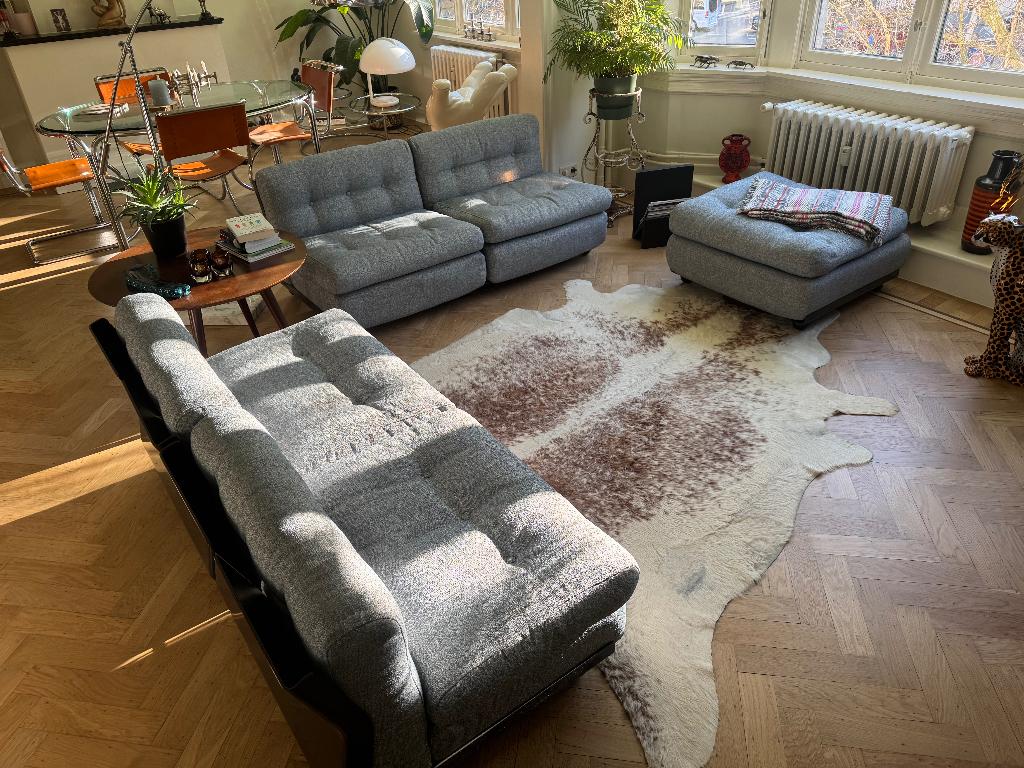 B&B Italia - Amanta - Mario Bellini - 1974 - 4x éénzit +poef, Ophalen, Zo goed als nieuw, Stof, Vintage design