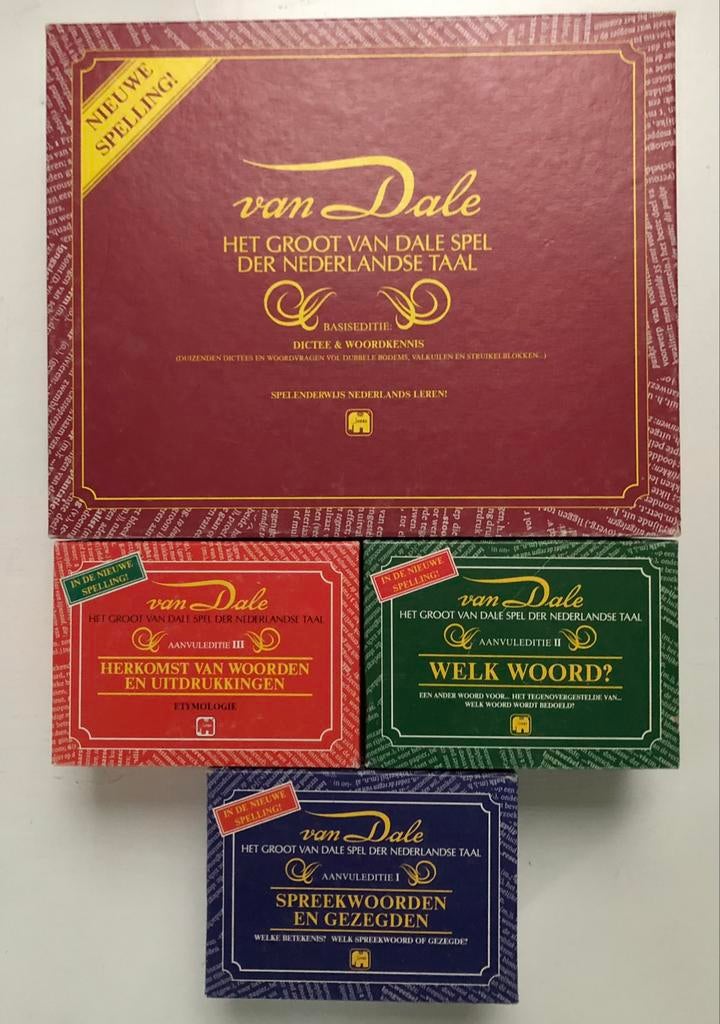 het Groot Van Dale Spel basiseditie + 3 aanvuledities, Ophalen of Verzenden, Zo goed als nieuw, Jumbo