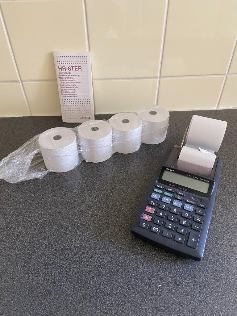 Calculatrice Casio HR-8TER avec 4 rouleaux, Enlèvement, Utilisé