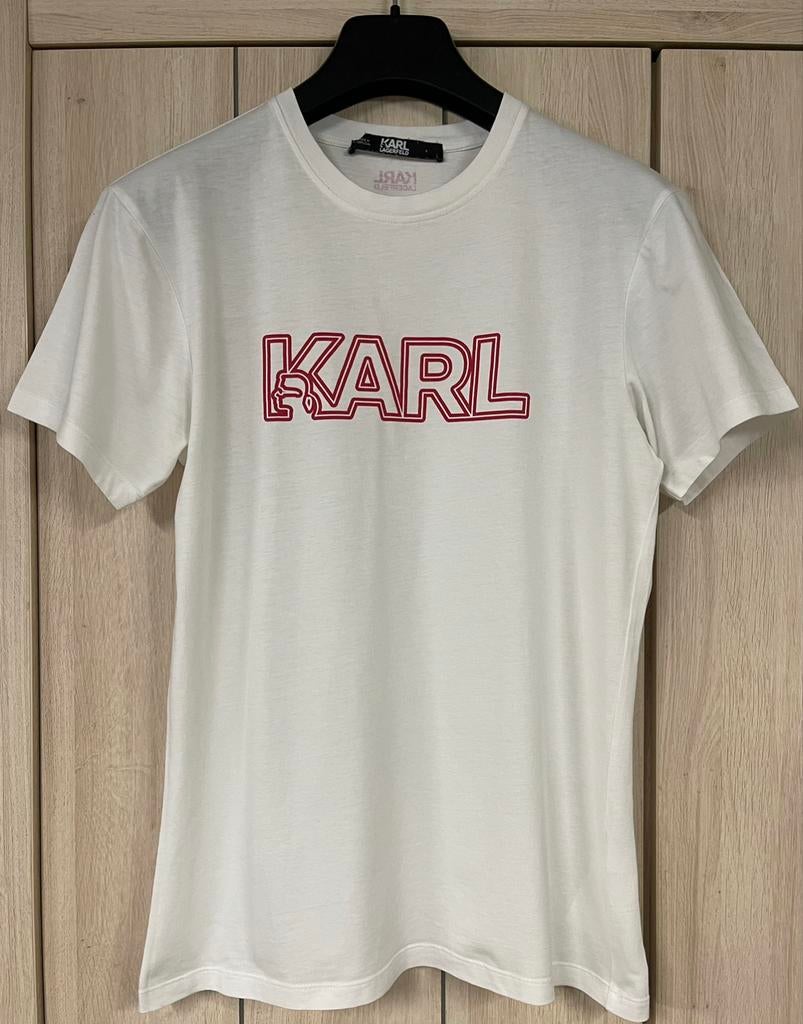 T-shirt : Karl Lagerfeld : maat S, Wit, Ophalen of Verzenden, Zo goed als nieuw, Karl Lagerfeld