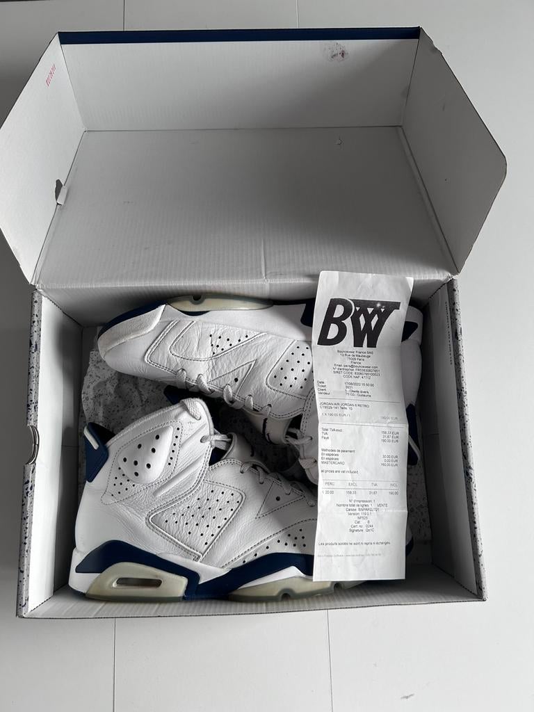 Air Jordan Retro 6 “Midnight Navy”, Kleding | Heren, Schoenen, Wit, Ophalen of Verzenden, Zo goed als nieuw, Sneakers