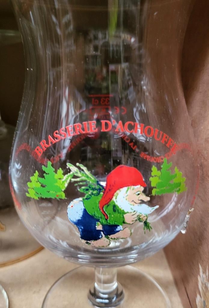 La Chouffe bierglas 33cl rode opdruk, Verzamelen, Ophalen of Verzenden