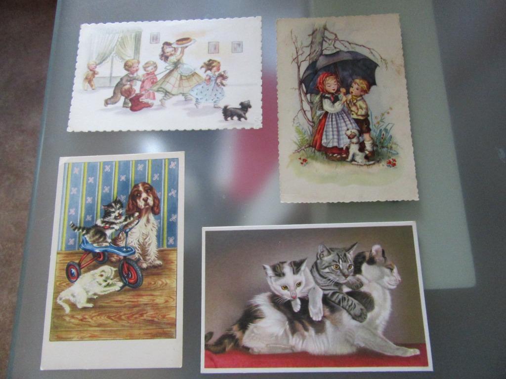 4 anciennes cartes postales naives, Collections, Enlèvement, Non affranchie