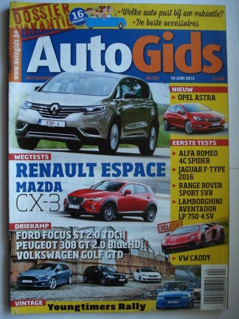 AutoGids 929 Renault Espace Mazda CX-3 Alfa 4C Spider F-Type, Livres, Autos | Brochures & Magazines, Utilisé, Général, Envoi