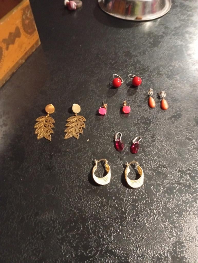 Diverse oorbellen, Handtassen en Accessoires, Oorbellen, Ophalen of Verzenden, Rood, Glas
