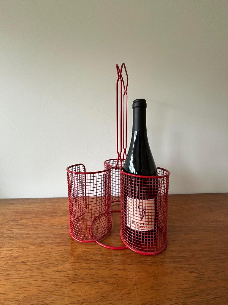 Porte bouteille métal rouge, Moins de 50 cm, Moins de 5 bouteilles, Comme neuf, Enlèvement