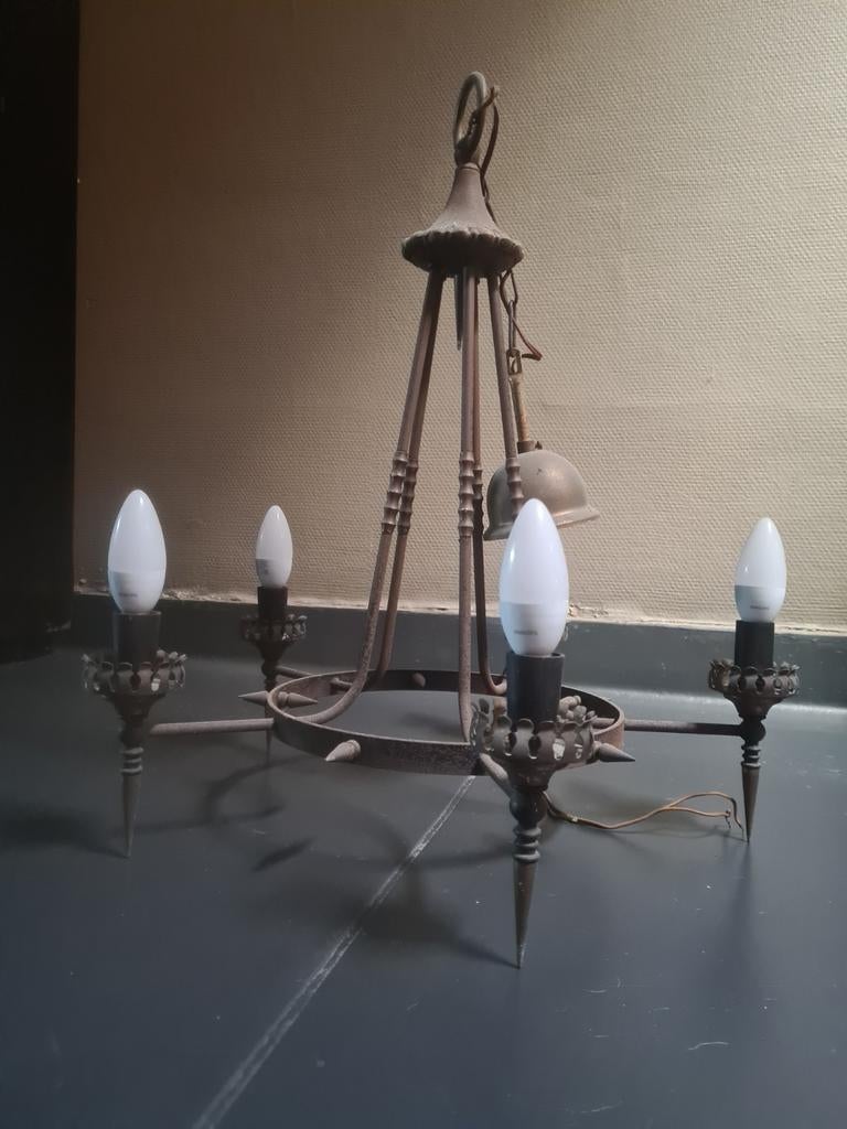 2 antieke metalen luchters, Enlèvement, Comme neuf