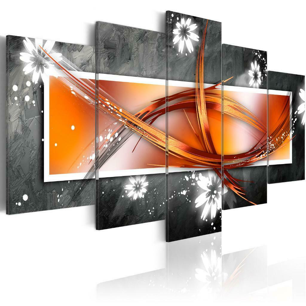 4 Abstract Oranje Grijs 5 Luik Canvas Schilderij 200x100cm, Enlèvement ou Envoi
