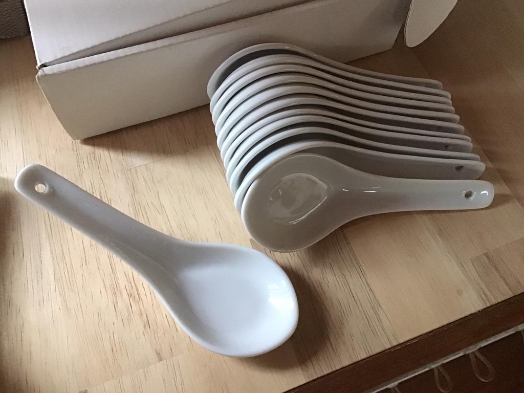 20 Chinese lepels in wit porselein, degustatielepel, Ophalen, Zo goed als nieuw, Porselein