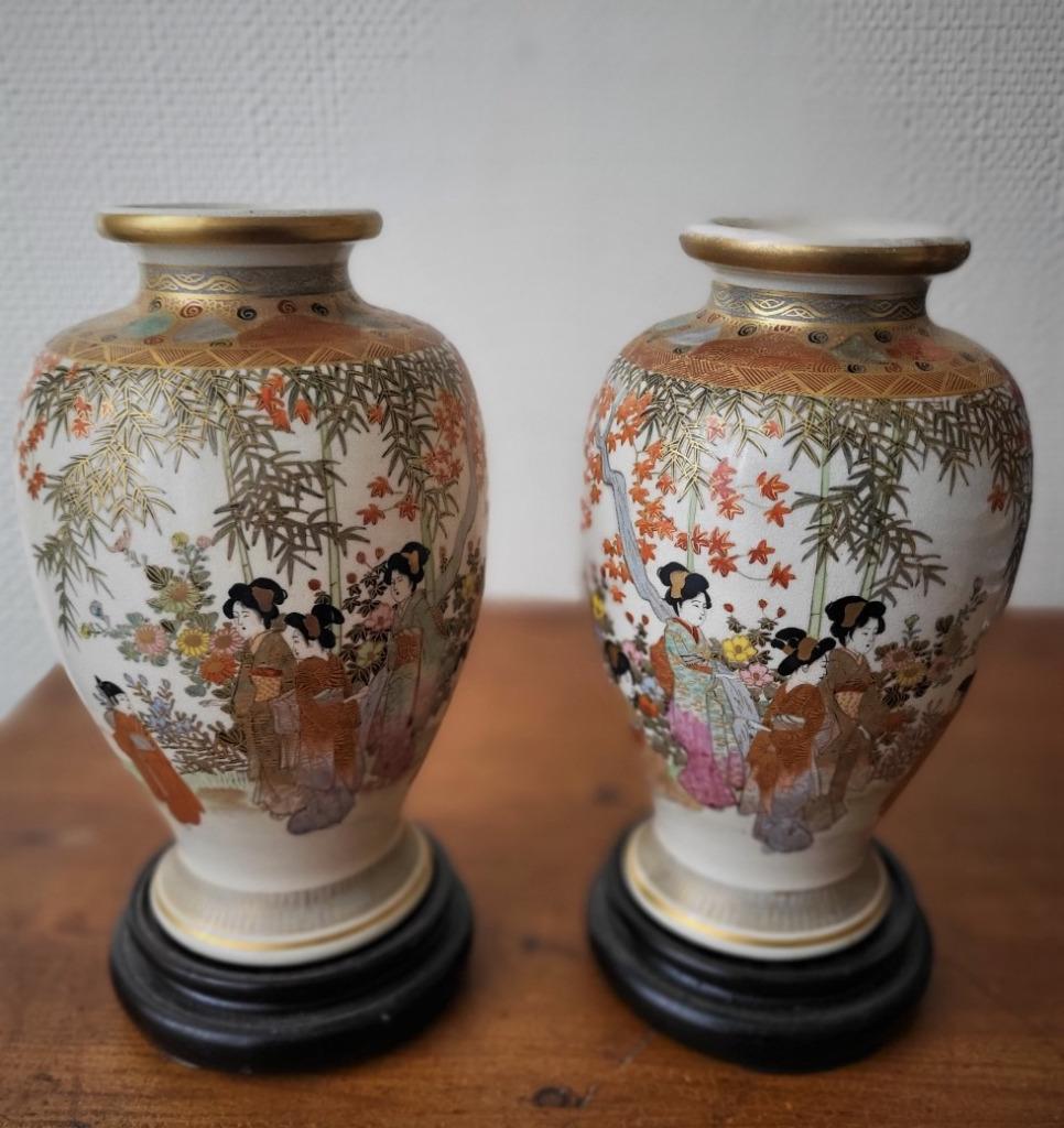 paire de vases satsuma meiji signée, Enlèvement ou Envoi