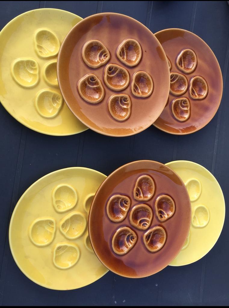 6 assiettes à escargots vintage, Enlèvement ou Envoi, Comme neuf