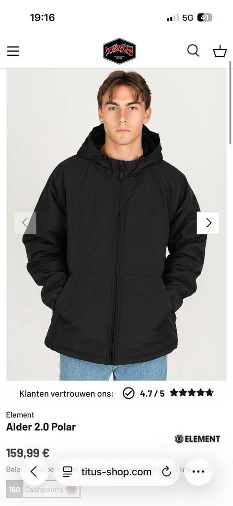 NIEUW Element jas zwart Small, Kleding | Heren, Ophalen, Zo goed als nieuw, Zwart