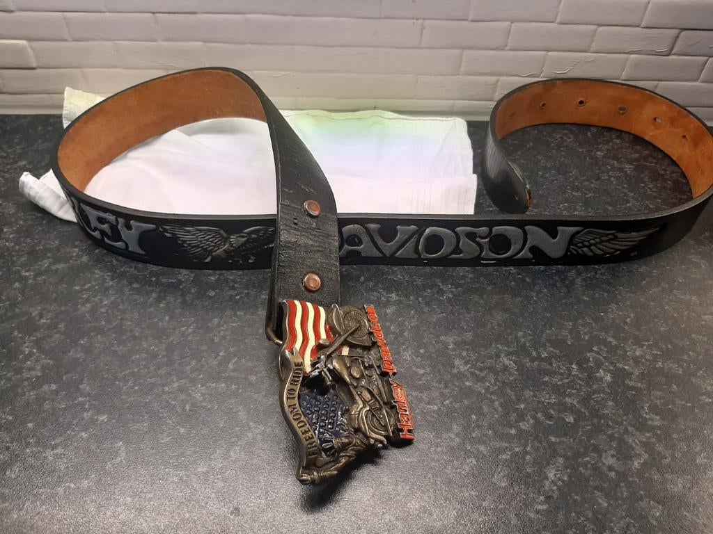 HARLEY DAVISON leren gesp en riem, Ophalen of Verzenden, Zo goed als nieuw, Bruin, Riem of Ceintuur