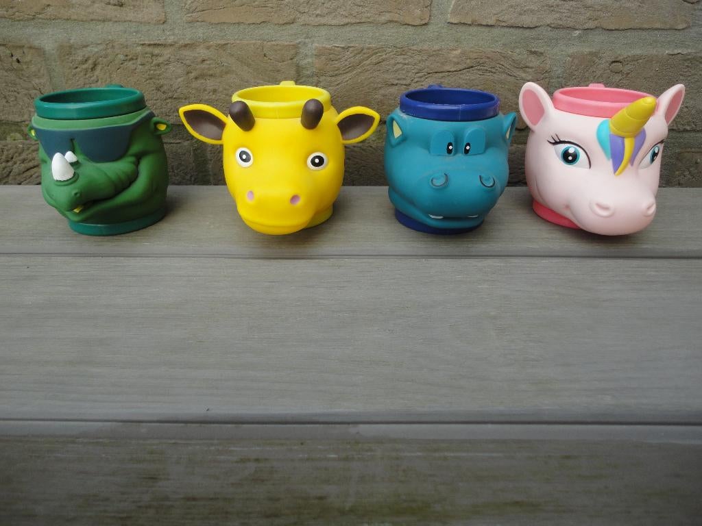 Dieren Ijsbekers met Handvat (herbruikbaar), Huis en Inrichting, Keuken | Servies, Ophalen of Verzenden, Zo goed als nieuw