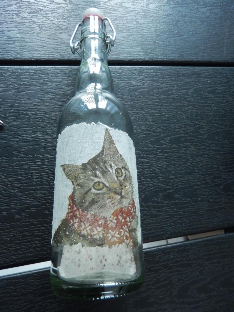 Glazen weckfles met kat erop., Verzamelen, Glas en Drinkglazen, Ophalen, Zo goed als nieuw