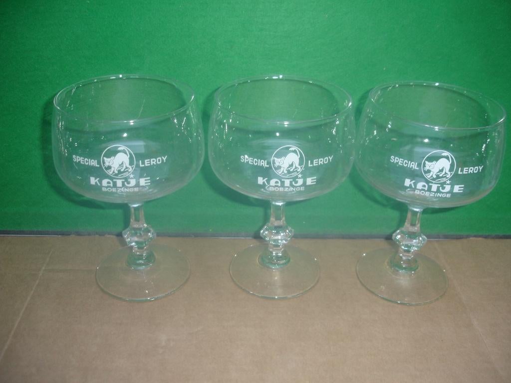 Bierglas Katje, brij. Leroy Boezinge, Ophalen of Verzenden, Zo goed als nieuw, Glas of Glazen, Overige merken
