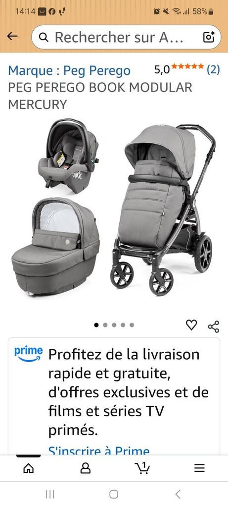 Poussette trio peg perego  en très bonne état, Ophalen, Kinderwagen