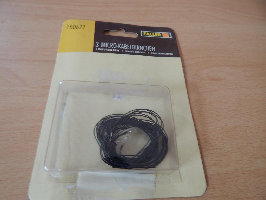Faller 180677 Lot de 3 micro-lampes avec câble, Enlèvement ou Envoi, Comme neuf, Courant continu ou Courant alternatif, Pont, Tunnel ou Bâtiment