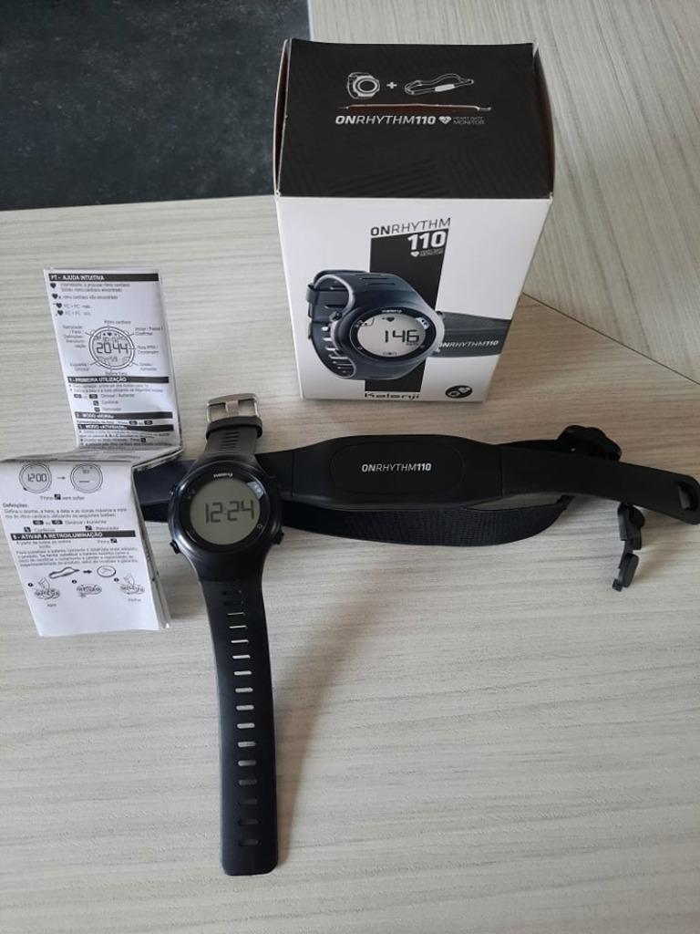 Horloge met hartslagmeter hardlopen ONrhythm 110 zwart, Ophalen of Verzenden, Zo goed als nieuw, Overige merken, Met borstriem