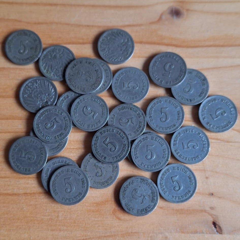Deutsches Reich 5 Pfennig 1874 t.e.m. 1914, Postzegels en Munten, Munten | Europa | Niet-Euromunten, Setje, Duitsland, Ophalen of Verzenden