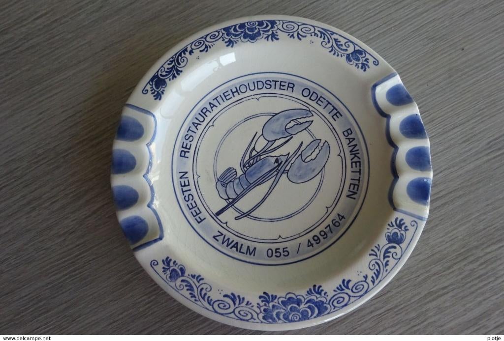 Zwalm * Delfts Blauw (asbak - cendrier) Odette kreeft homard, Antiquités & Art, Antiquités | Porcelaine, Enlèvement ou Envoi
