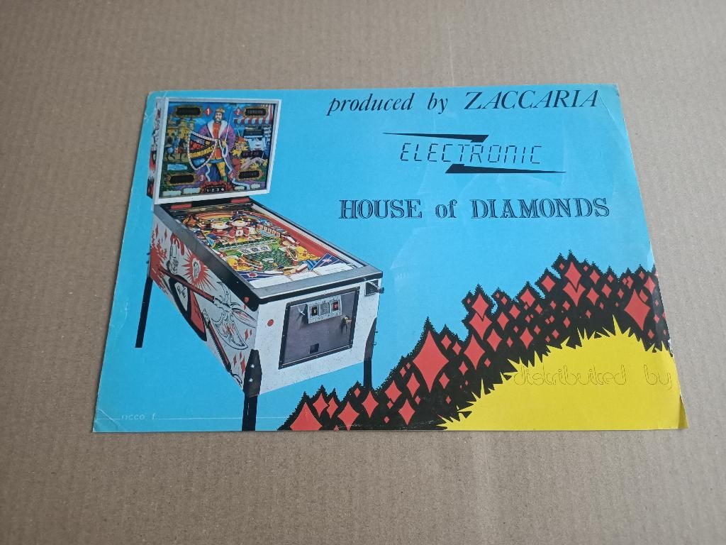 Flyer: Zaccaria House Of Diamonds (1978) Flipperkast, Collections, Machines | Flipper (jeu), Enlèvement ou Envoi, Flipper (jeu)