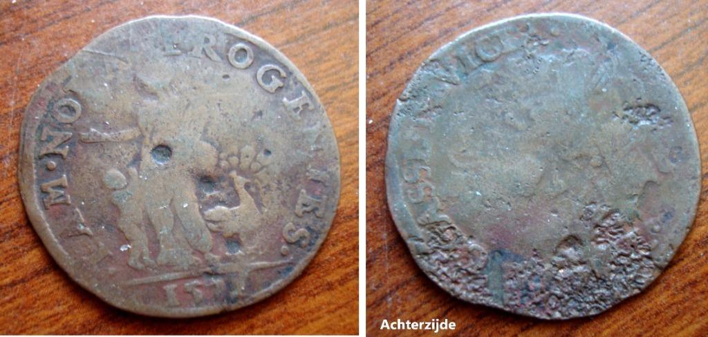 Onbekende Middeleeuwse rekenpenning uit 1572, Verzenden, Brons