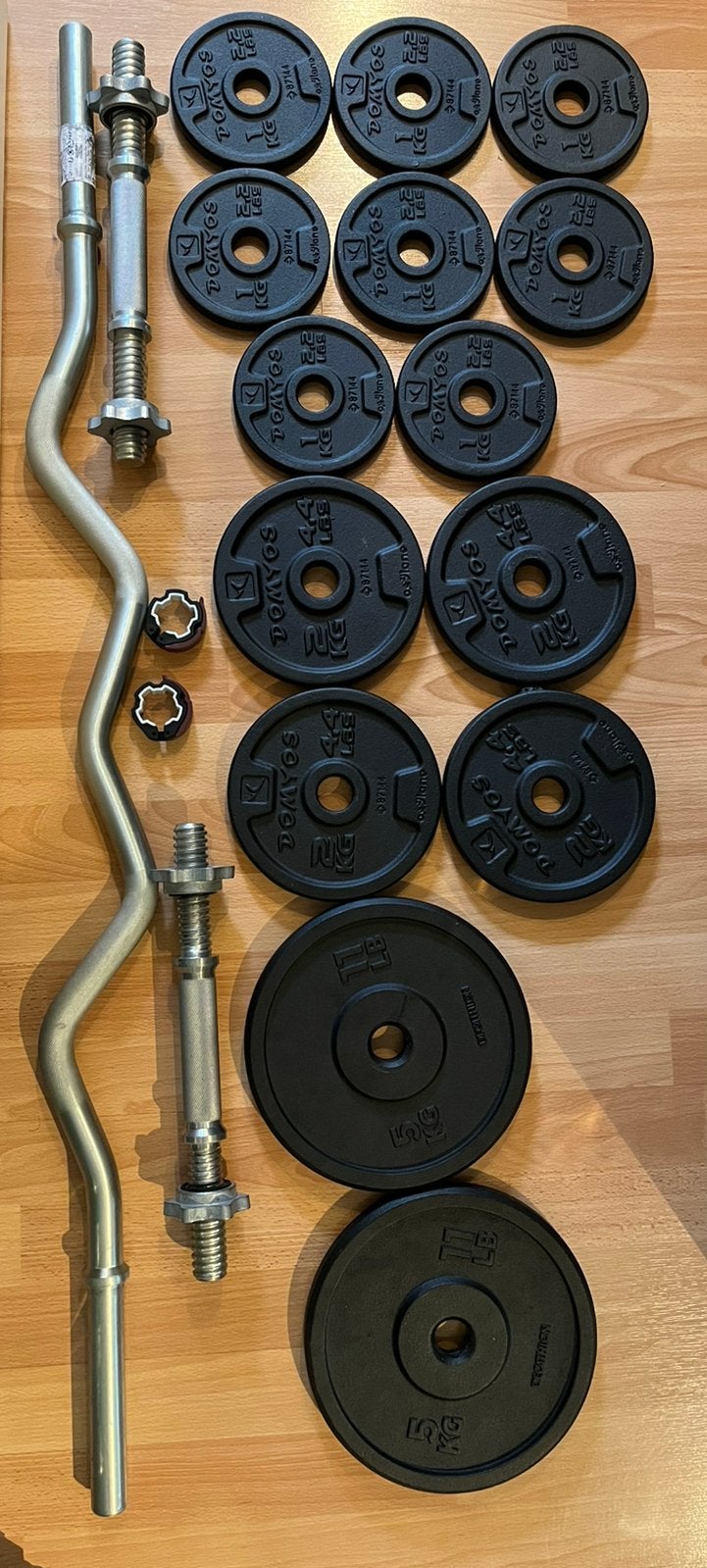 Pakket gewichten halterset, Sport en Fitness, Ophalen, Zo goed als nieuw, Halterset