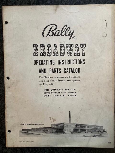 BALLY BINGO BROADWAY Operating instructions, Verzamelen, Automaten | Gokkasten en Fruitautomaten, Ophalen of Verzenden, Zo goed als nieuw