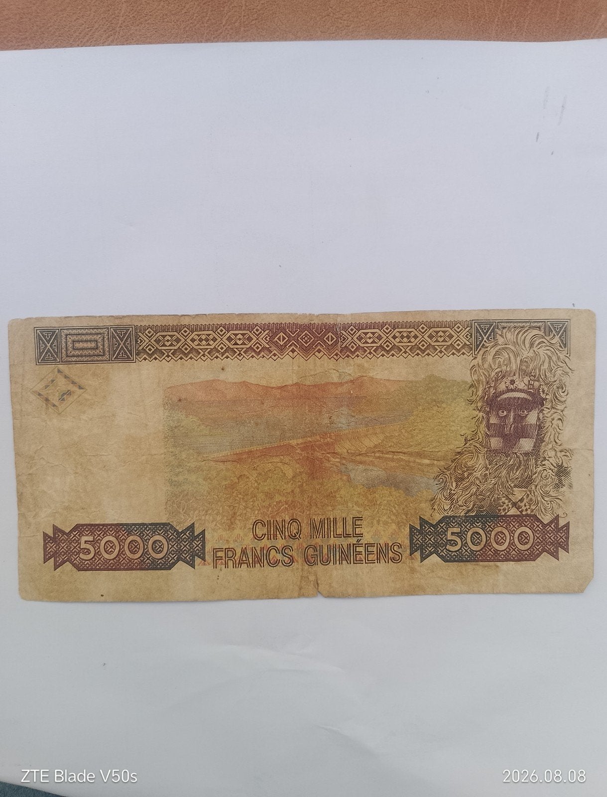 Billet de la Guinée » 5000 Franc », Enlèvement ou Envoi