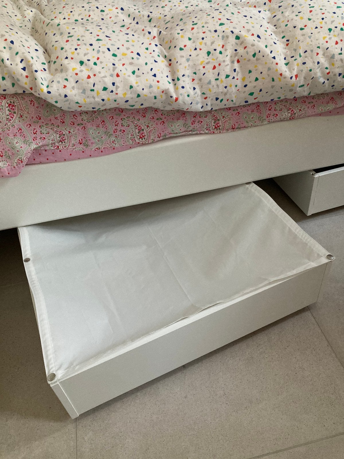 Corbeille de rangement blanche sous le lit - 2 disponible, Maison & Meubles, Enlèvement, Comme neuf, Blanc, Autres marques