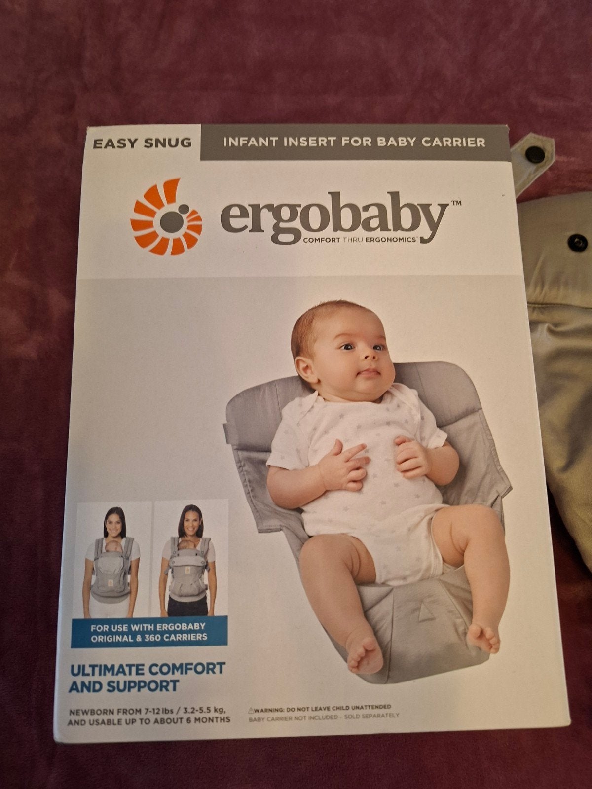 Ergobaby Coussin easy snug - insert pour porte-bébé, Enfants & Bébés, Porte-bébé