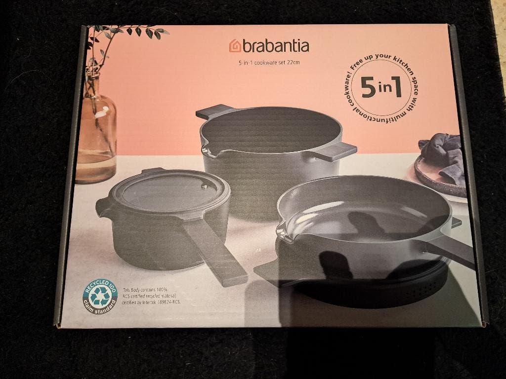 Brabantia Pannenset Compact 5-in-1 zwart, Pannenset, Ophalen of Verzenden, Keramische plaat, Nieuw