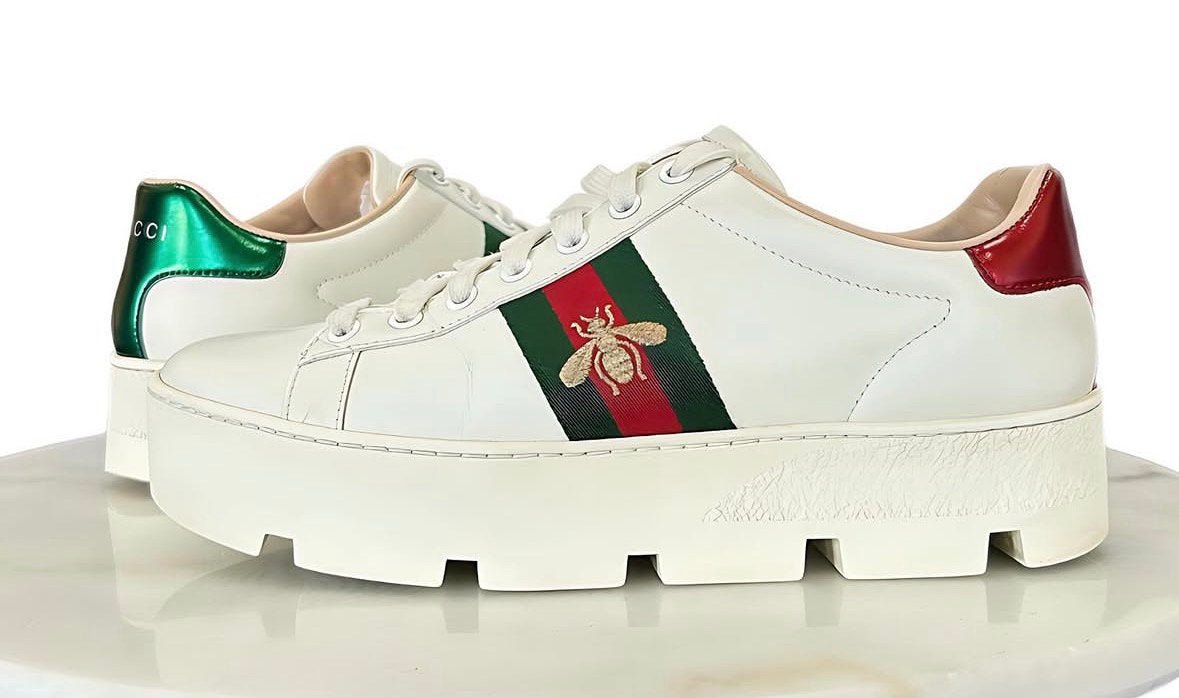 ACE Bee Gucci sneakers wit leer met doos 39, Ophalen, Zo goed als nieuw, Wit, Sneakers