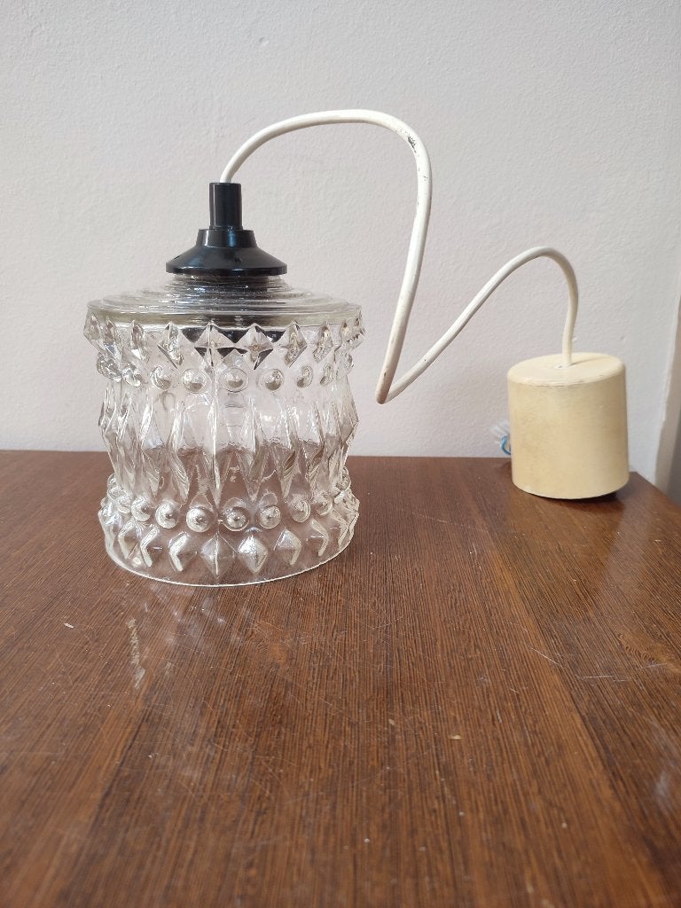Suspension en verre moulé 1960, Maison & Meubles, 13 cm, Comme neuf, Verre, Enlèvement