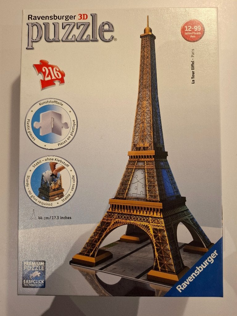 3D puzzel Ravensburger Eifeltoren, Enlèvement ou Envoi, Moins de 500 pièces, Comme neuf, Rubik's Cube ou Puzzle 3D